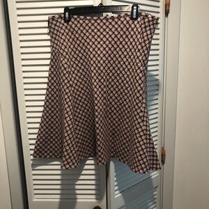 Skirt, tan/purple geometric pattern (Banana Republic, size 14)